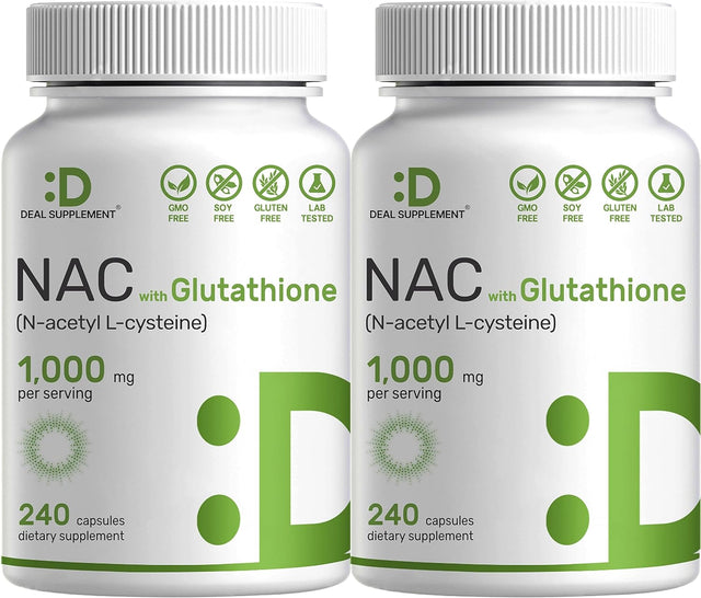 Eagleshine Vitamins 2 Pack NAC Supplement (N-Acetyl Cysteine) 1,000Mg per Serving with Reduced Glutathione, 480 Total Capsules – Antioxidant Support for Immune Health, Lung, & Liver Function