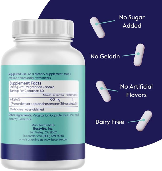 7-Keto 100Mg DHEA (120 Vegetarian Capsules) (2-Pack) - No Stearates