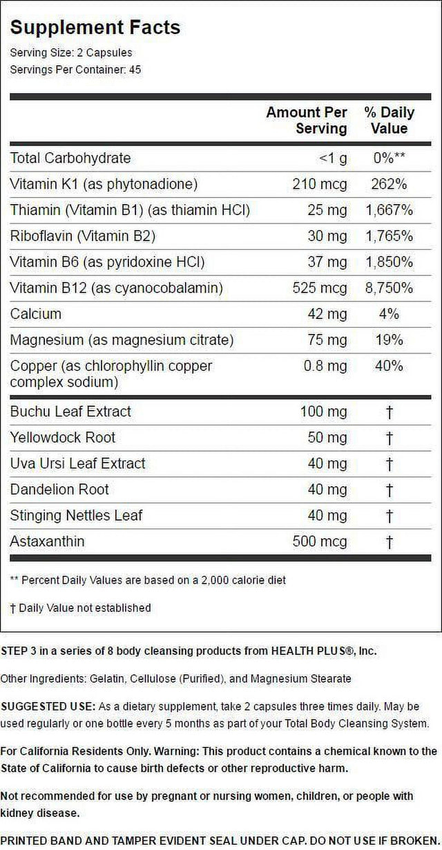 Health plus Kidney Cleanse, 60 Capsules, 30 Servings