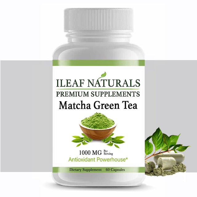 Ileaf Naturals Matcha Green Tea Ceremonial-Grade - 60 Veggie Capsules