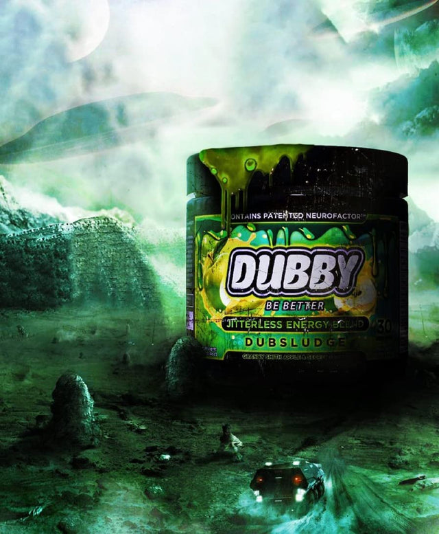 Dubby - Gamer Energy Drink Powder for Gaming, Nootropics Jitter-Free Natural Energy, Green Apple and Secret Sauce, 30 Serving Drinks, 5.61 Ounces (Dubsludge)