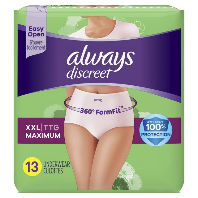 Always Discreet Adult Incontinence Underwear for Women, XXL, 13 CT
