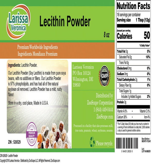 Larissa Veronica Lecithin Powder, (8 Oz, 1-Pack, Zin: 526529)