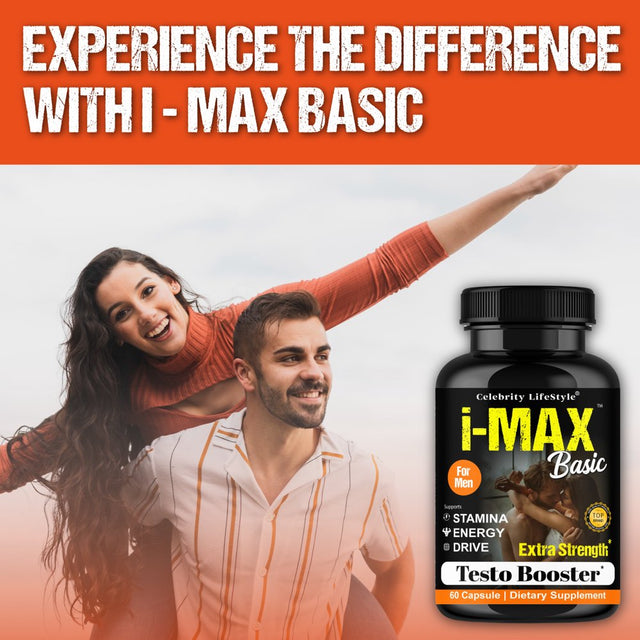 I-Max Basic Testosterone Booster Supplement for Men Support Healthy Libido, Natural Energy 60 Capsules