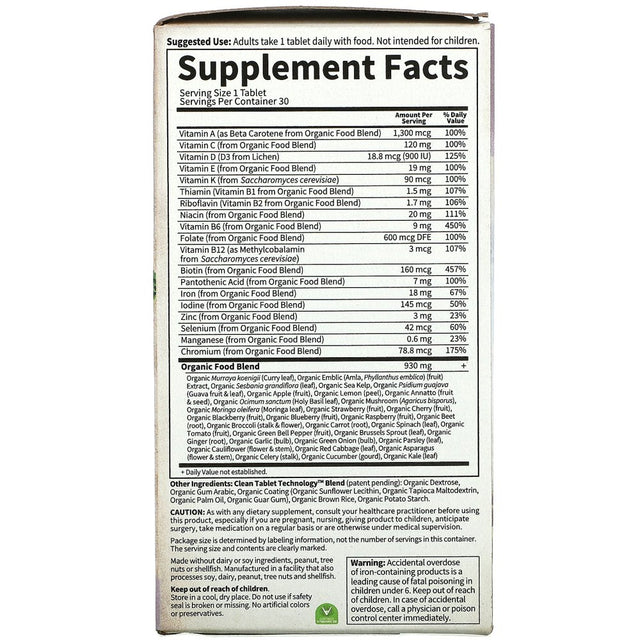 Garden of Life Mykind Organics Prenatal Once Daily Multi 30 Organic Tablet
