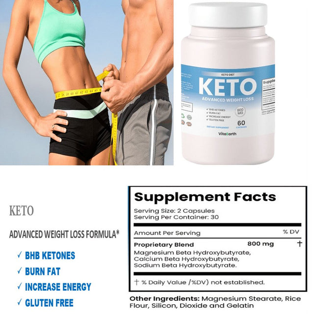 Keto Diet Pills Advanced Weight Loss Fat Burner for Women & Men 60 Capsules
