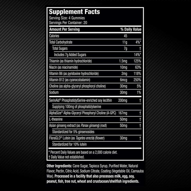 Gummies Enhanced Mental Clarity and Stress Tolerance + Eye Health Support Formulated for Esports Athletes, Gamers and Biohackers Sour Citrus Jujube, 80 Gummies (20 Servings)