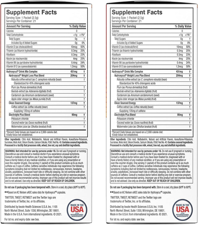 Hydroxycut Drink Mix | Energy Drink Powder | Wildberry Blast, 21 Packets, 2 Packs (Packaging May Vary)