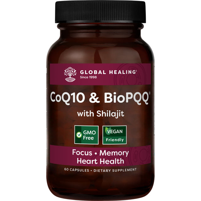 Global Healing Coq10 & Biopqq Supplement with Organic Shilajit - 60 Capsules