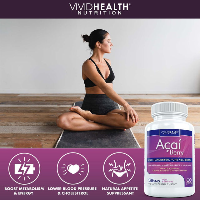 All Natural Acai Berry Supplement | Maximum Strength Vitamin to Boost Metabolism | Acai Berry Cleanse for Detoxification & Weight Loss, 60 Capsules