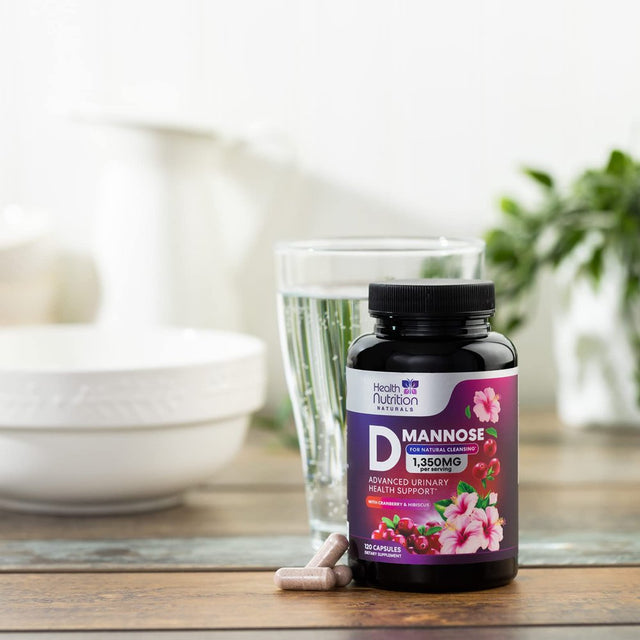 D-Mannose & Cranberry Extract 1350Mg, Fast-Acting to Support Natural Urinary Tract Health for Women & Men, Non-Gmo & Vegan, Flush Impurities in Urinary Tract & Bladder - 120 Capsules