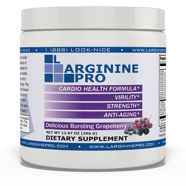 L-Arginine Pro Powder - 5500Mg L-Arginine, 1100Mg L-Citrulline Cardio Health (Grapeberry, (1) Jar)