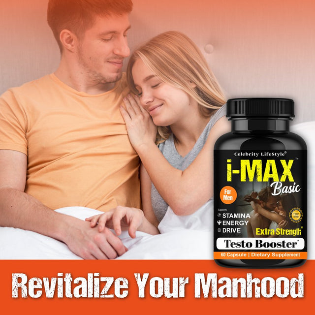 I-Max Basic Testosterone Booster Supplement for Men Support Healthy Libido, Natural Energy 60 Capsules