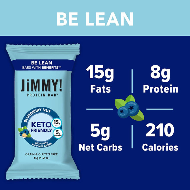 Jimmy! Keto Protein Bar, Keto Friendly, Blueberry Nut, 12 Count - Energy Bar with Low Net Carb, Low Sugar, Gluten Free