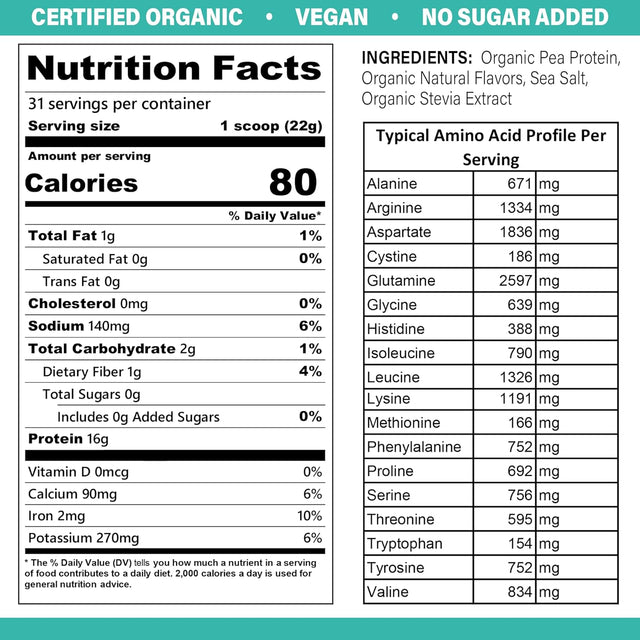 Jay Robb Organic Vegan Vanilla Pea Protein