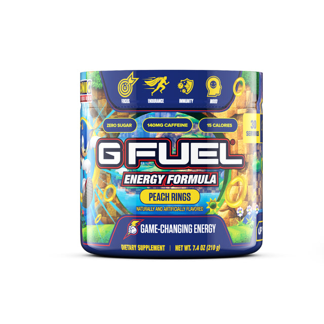 G Fuel Sonic Energy Supplement Powder with Antioxidant Complex Blend, Peach Rings Flavor, 30 Servings