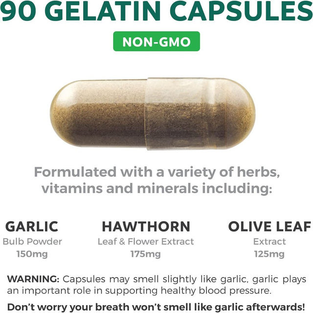 Healths Harmony Natural Blood Pressure Support Supplement - Support Healthy Blood Pressure & Circulation with Hawthorn Berry Extract - 90 Capsules