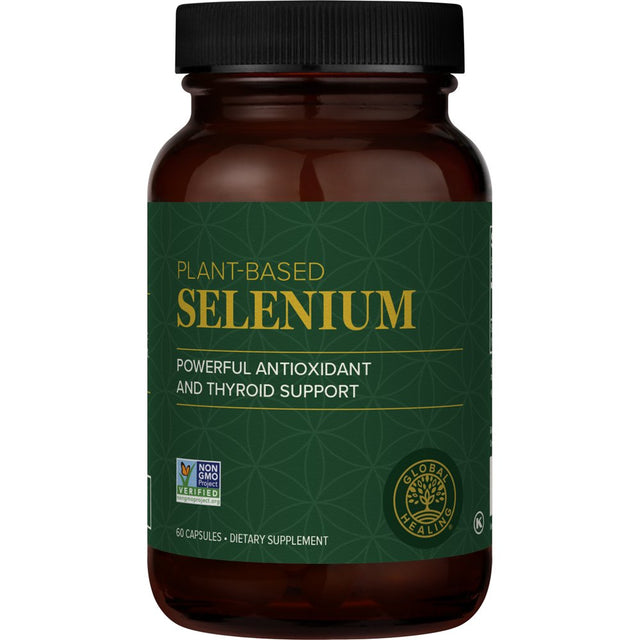 Global Healing Mustard Seed Selenium, Vitamin Supplement for Thyroid Support, 200 Mcg Capsules, 60 Ct