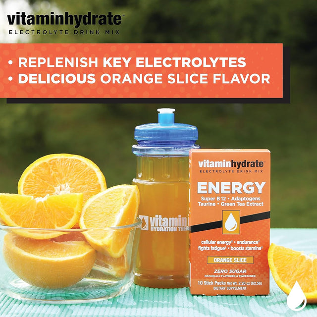 Hydration Powder, Electrolyte Supplement Drink Mix, Single Serving, Orange, Zero Sugar, 10.0 Count
