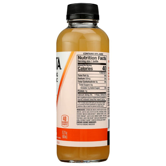 Kevita Organic Mango Coconut Sparkling Probiotic Drink, 15.2 Fluid Ounce -- 6 per Case.