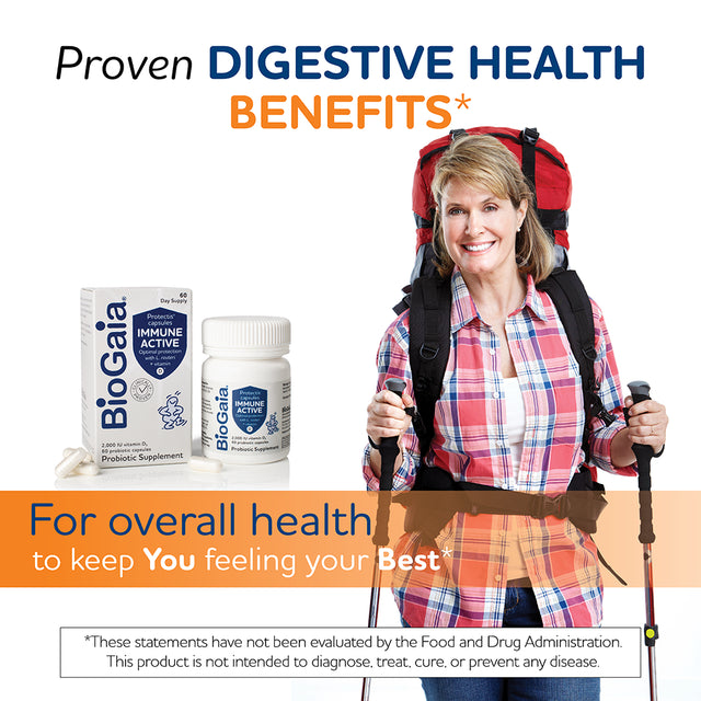 Biogaia Protectis Immune Active Probiotic | Clinically Proven Probiotic + Vitamin D | Supports Immune, Digestive and Overall Health | Probiotics for Men & Women | Capsules | 60 Day Supply