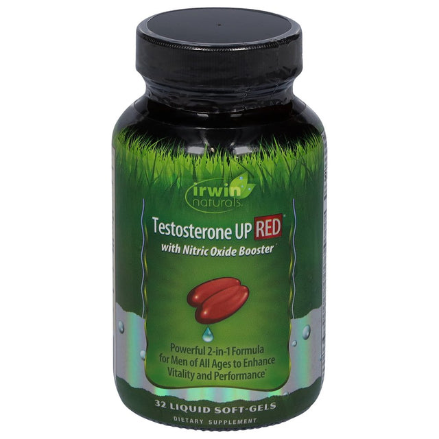 Irwin Naturals Testosterone up Red with Nitric Oxide Booster, 32 Liquid Soft-Gels