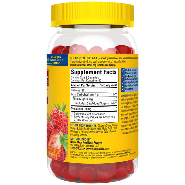 Nature Made Melatonin 10Mg per Serving Melatonin Gummies, 100% Drug Free Sleep Aid, 120 Ct