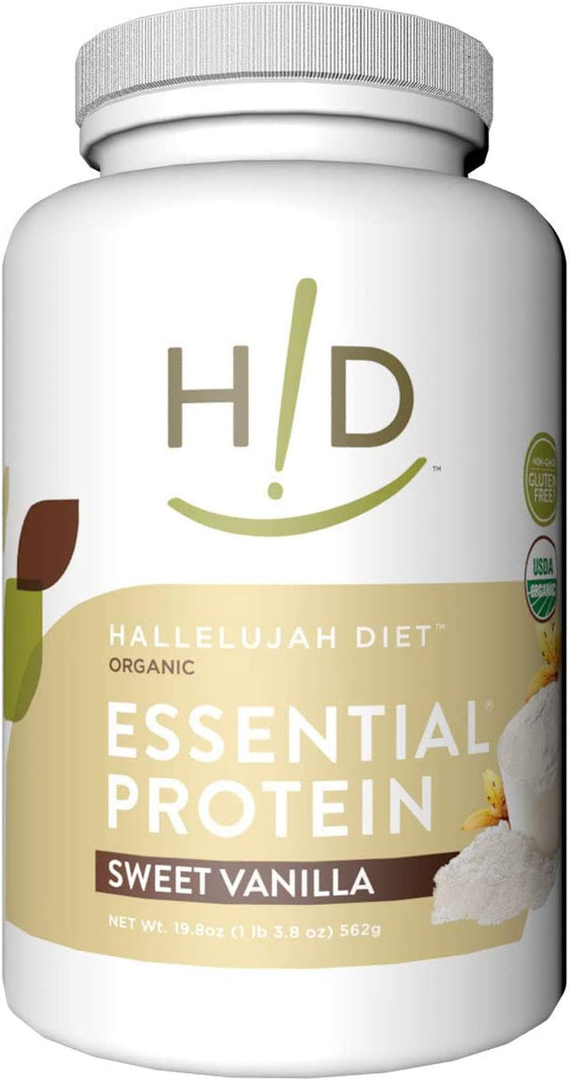 Hallelujah Diet Organic Essential Protein Powder - Sweet Vanilla - 19.8Oz (15 Servings)