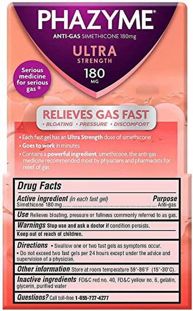 Phazyme Ultra Strength Gas & Bloating Relief, Works in Minutes, 48 Fast Gels
