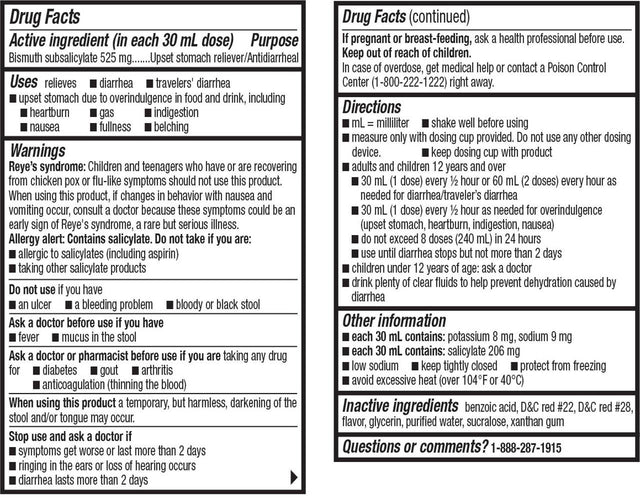 Equate Upset Stomach Relief Bismuth Liquid, Regular Strength, 8 Fl Oz