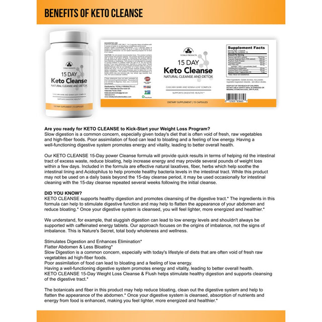 Keto Cleanse and Detox 15 Day Capsule (2 Bottles)
