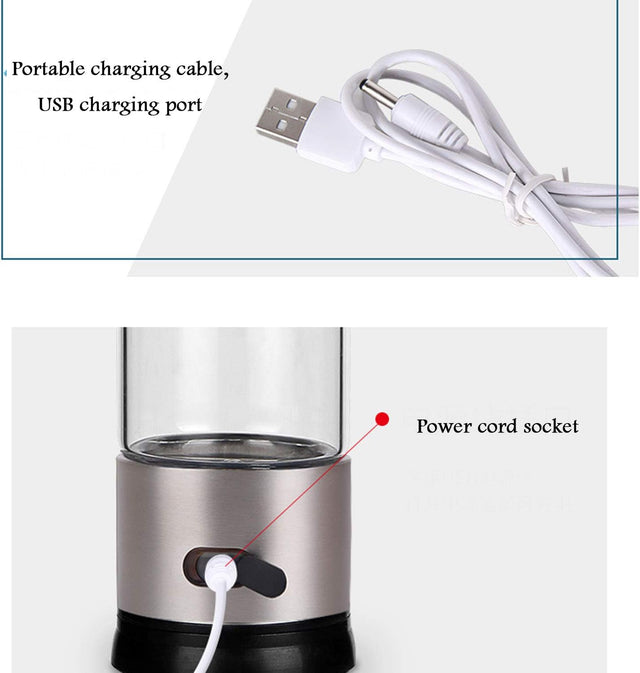 High Concentration Hydrogen-Rich Water Cup SPE Ion Membrane Alkaline Water Purifier Micro-Electrolysis Water Glass 450Ml