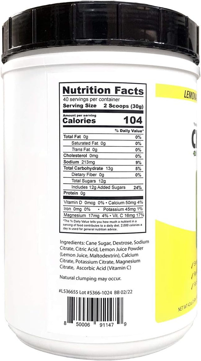 Lemonade Electrolyte Sport Hydration Drink Mix 42Oz, 40 Servings - Plant Based Electrolyte Hydration Powder for Sports, Exercise or Active Lifestyles, Gluten Free, Vegan