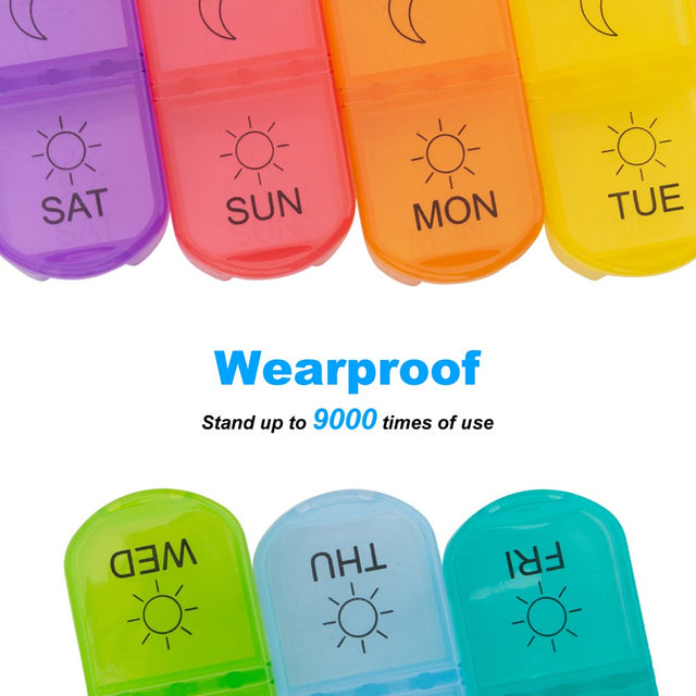 Keylever Weekly Pill Organizer 2 Times a Day, Large Compartments, Portable Pill Vitamin Planner