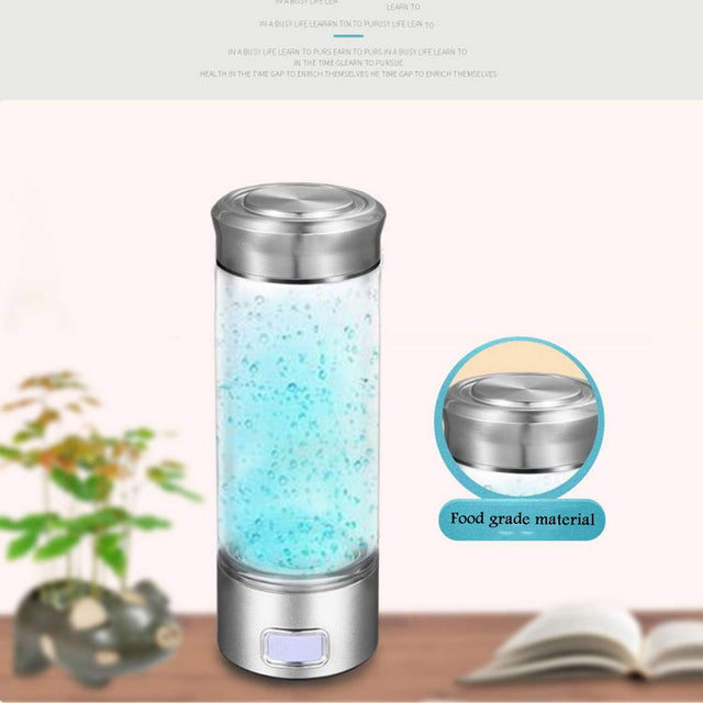 Portable 3-Minute Hydrogen-Rich Water Bottle Rechargeable High Concentration Hydrogen Water Generator Glass Bottle Anti-Aging Anti-Oxidation Kettle 500Ml