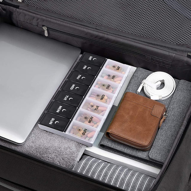 Prouneed Extra Large Pill Organizer 2 Times a Day, XL Weekly Pill Box 2 per Day, AM PM Pill Case, Day Night Pill Container 7 Day, Vitamin Case Twice a Day