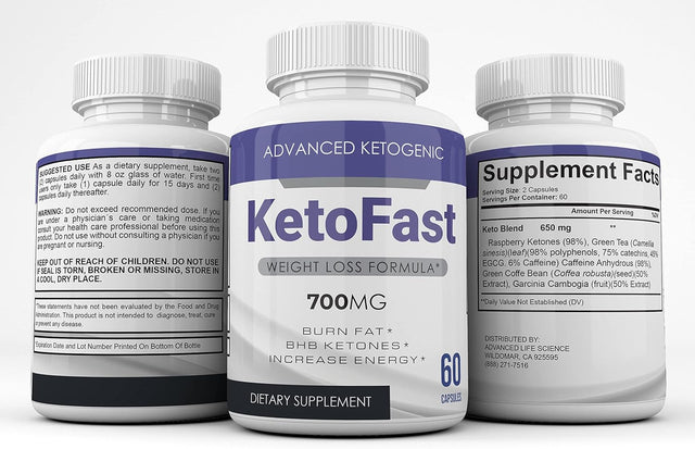 (Official) Keto Fast 700, Strong Advanced Formula, 1300Mg, Made in the USA, (2 Bottle Pack), 60 Day Supply