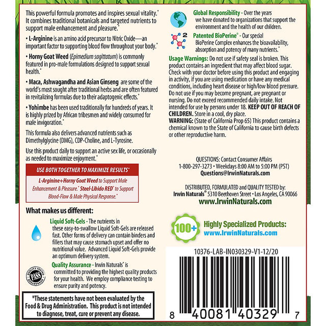 Irwin Naturals L-Arginine + Horny Goat Weed 75 Sgels