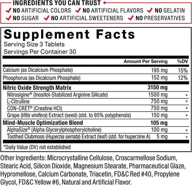 Force Factor Volcano Extreme Pre Workout Nitric Oxide Booster Supplement for Men with Creatine, L-Citrulline,And Huperzine a for Better Muscle Pumps, Strength, Focus, Workout Performance, 90 Tablets