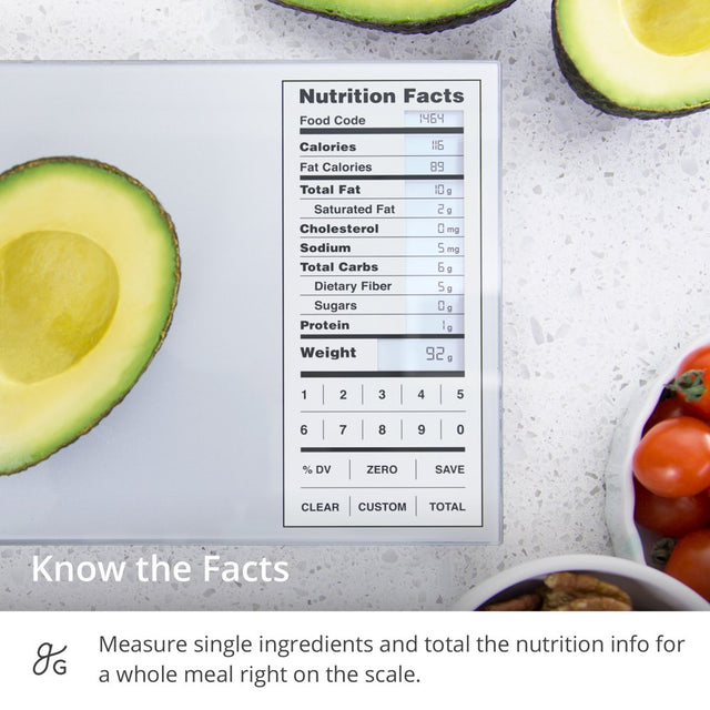 Greater Goods Nutrition Food Scale, Perfect for Weighing Nutritional Meals, Calculating Food Facts, and Portioning Snacks