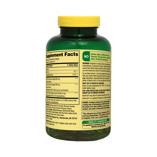 Spring Valley Extra Strength Turmeric Curcumin Complex Softgels Dietary Supplement, 1,000 Mg, 90 Ct