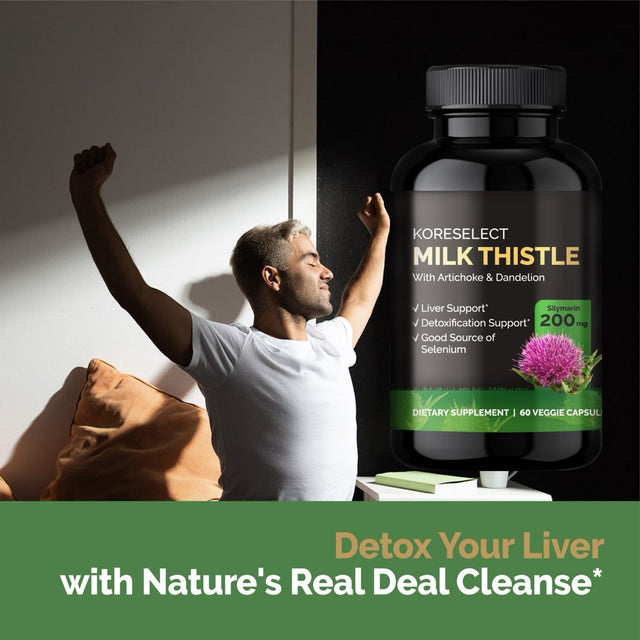 KORESELECT Liver Detox Supplement with Milk Thistle Silymarin, Dandelion Root, Artichoke Extract, Fatty Liver Repair Health Formula - 60 Capsules