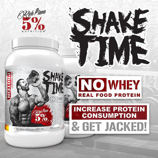 5% Nutrition Rich Piana Shake Time | No-Whey 26G Animal Based Protein Drink | Grass-Fed Beef, Chicken, Whole Egg | No Sugar, Dairy, or Soy (Chocolate)