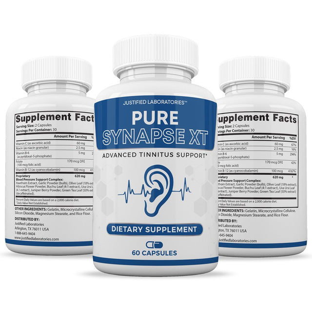 Justified Laboratories Pure Synapse XT Tinnitus Support 60 Capsules Supplement