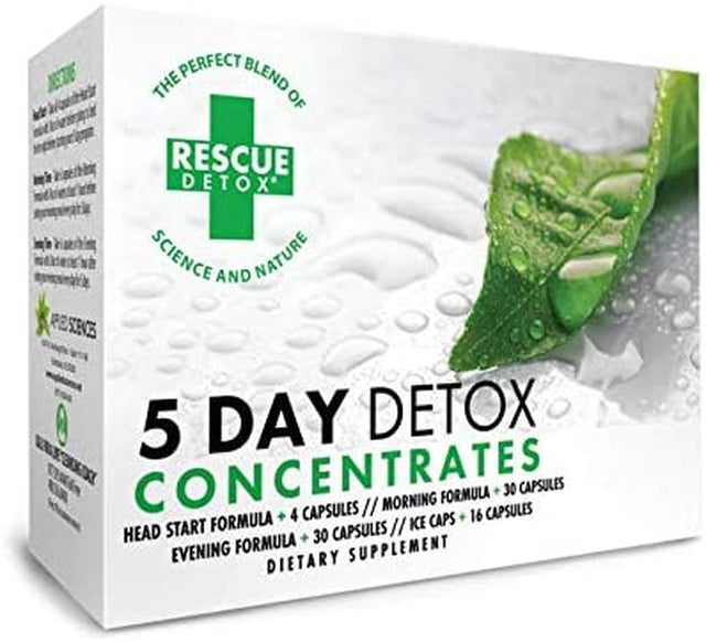 5 Day Detox Concentrates | Comprehensive Cleansing Program - with Head Start Blend and Bonus ICE Caps 8Ct