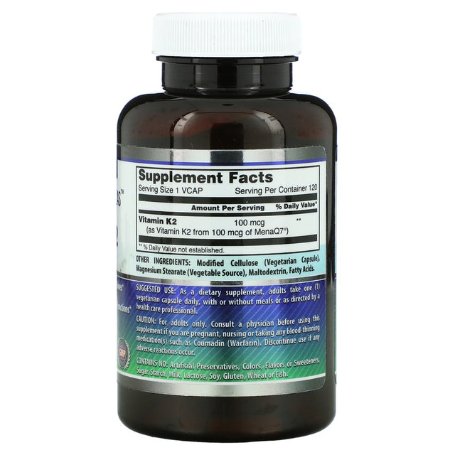 Amazing Nutrition, Vitamin K2, 100 Mcg, 120 Vcaps