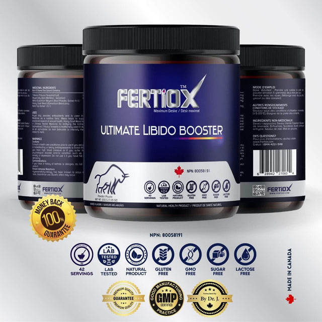 Fertiox Ultimate Libido Booster,Testosterone Booster,Immunity,Vitality Support for Men & Women, 4 in One ,Made in Canada