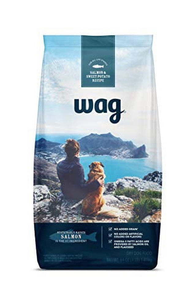 Amazon Brand Wag Dry Dog Food Salmon & Sweet Potato, (No Added Grains) 4 Lb Bag