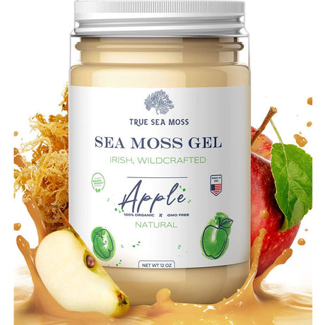 Trueseamoss Wildcrafted Irish Sea Moss Gel β Nutritious Raw Seamoss Rich in Minerals, Proteins & Vitamins β Antioxidant Health Supplement, Vegan-Friendly Made in USA (Apple, 1)