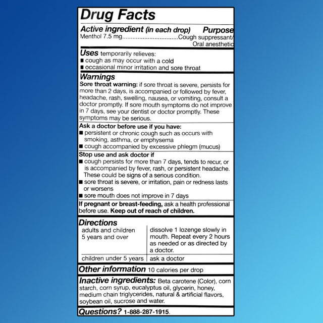 Equate Value Size Honey Lemon Cough Drops with Menthol, 160 Count